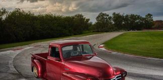 01 1953 chevy 3100 custom truck pro touring build candy red gold wheels race track