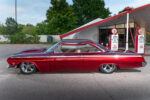 01 1962 Chevy Impala profile shot candy red paint air ride stance billet wheels