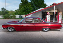 1962 Chevy Impala Powered By Vintage 409 01 1962 Chevy Impala profile shot candy red paint air ride stance billet wheels