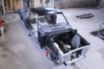 01 1965 Mustang Fastback shell prepped for roof replacement with structural components already restored