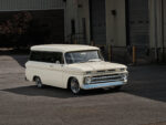 01 1966 Chevrolet Suburban in cream white on polished 5 spoke wheels with lowered stance and restored trim