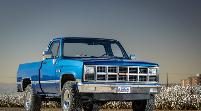 Dean and Lori Clowers’ 1981 GMC Sierra Grande K15 01 1981 gmc k15 front view squarebody classic grille chrome bumper lifted stance
