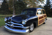 01 dennis novy 1950 ford woodie front three quarter view