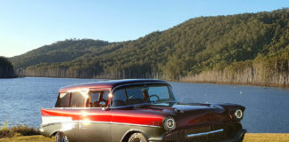 01 in your garage elton walker 1957 chevy wagon front three quarter view
