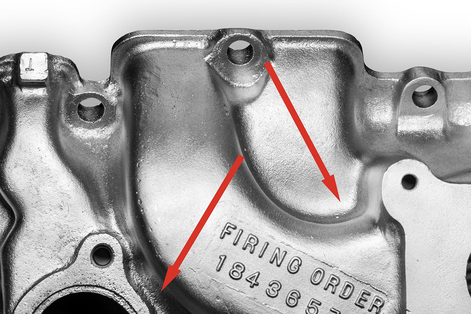 018 casting marks with arrows highlighting flaws or features