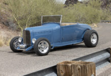 Traditional 1929 Ford Highboy Roadster 02 1929 Ford Roadster side profile featuring shaved door handles and polished front suspension components