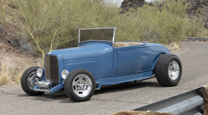 Traditional 1929 Ford Highboy Roadster 02 1929 Ford Roadster side profile featuring shaved door handles and polished front suspension components