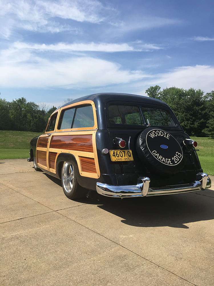 02 dennis novy 1950 ford woodie front three quarter view