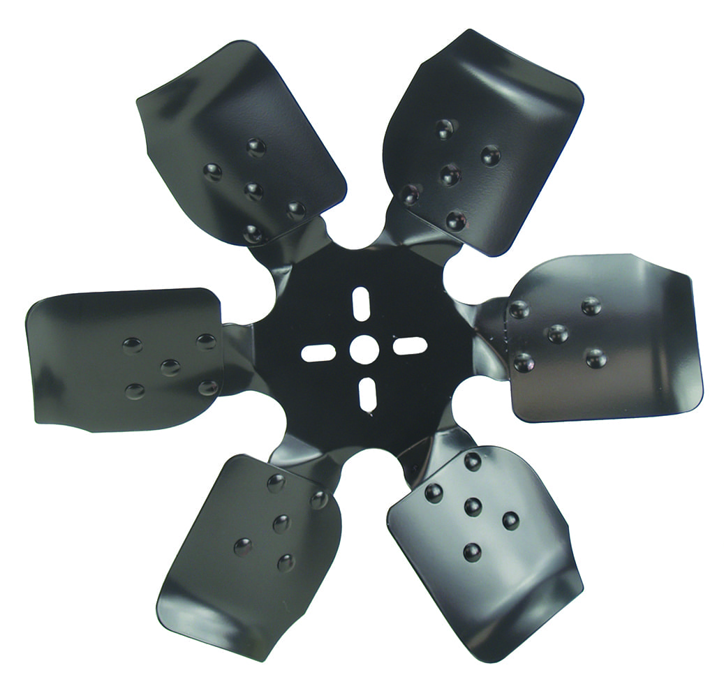 020 Traditional 6 blade steel mechanical fan with staggered riveted blades for improved airflow