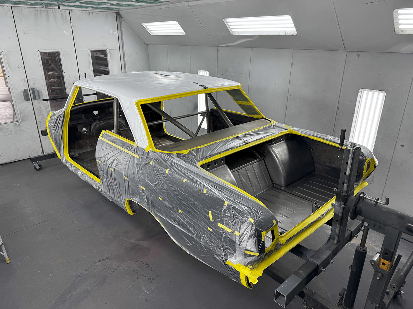 025 1963 Chevy Nova masked for paint roof and openings covered