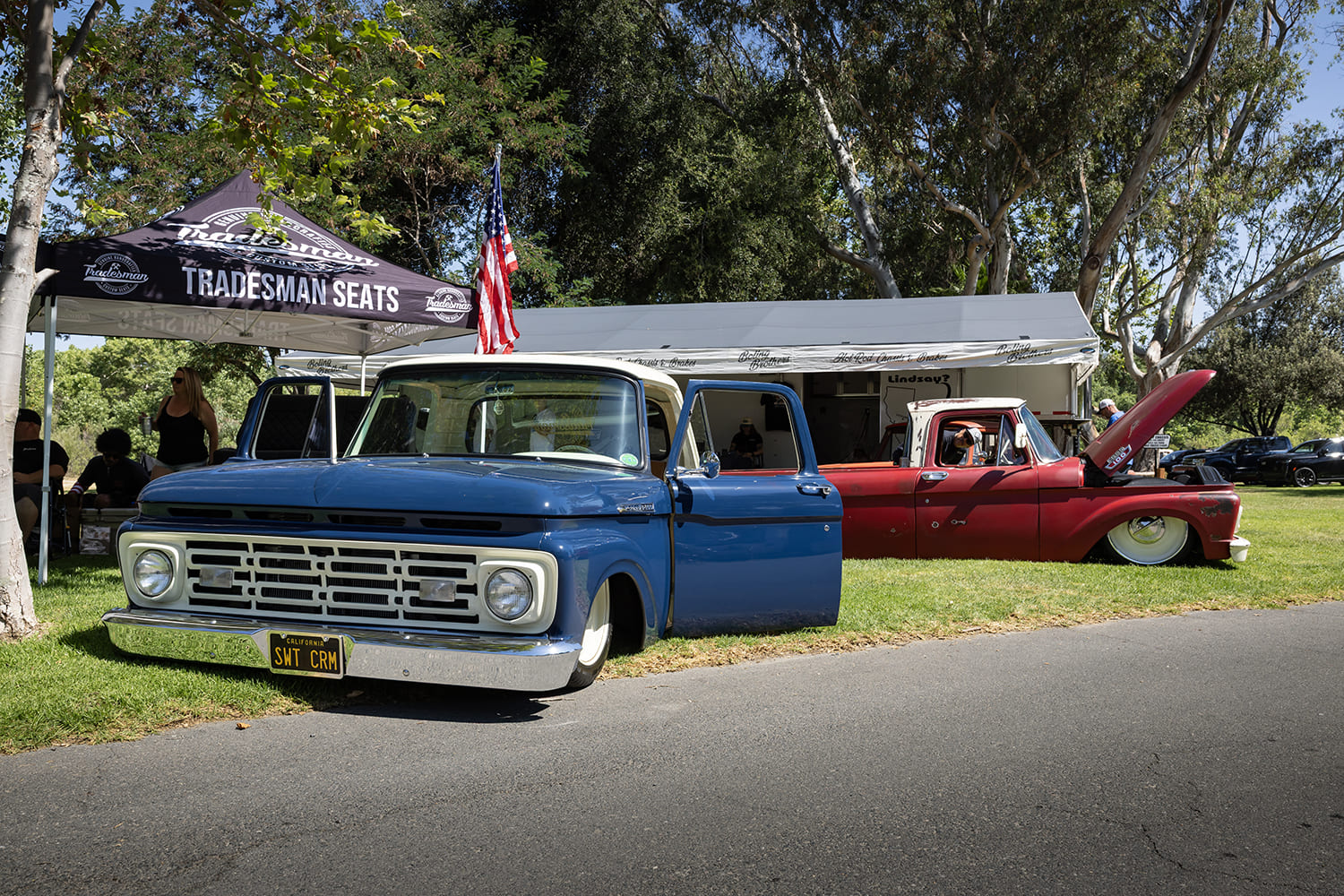 03 1964 Ford F 100 blue white patina bagged slammed static stance show truck