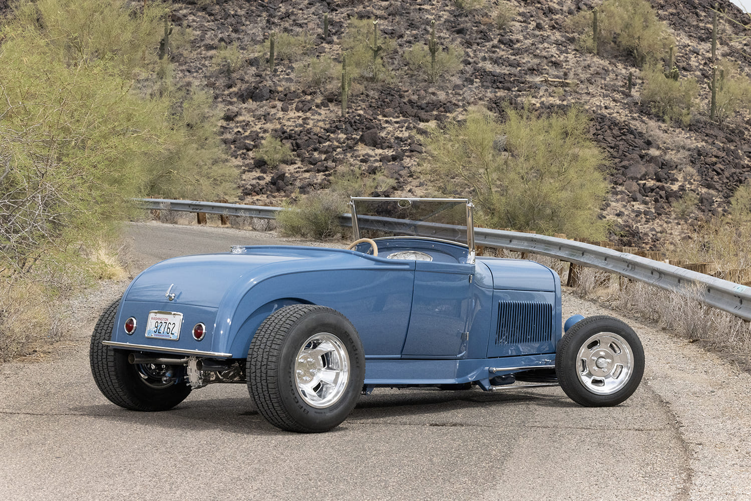 04 1929 Ford Roadster rear view showing Washington plates and a fully shaved deck lid
