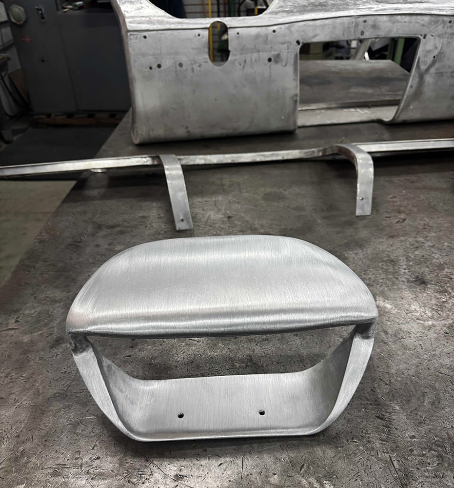 06 Divco custom gauge pod housing hand formed to match dash contour and polished surface