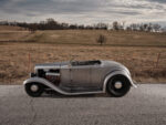 09 1932 Ford Roadster side view bare metal body louvered hood exposed HEMI