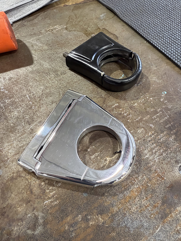 09 1948 Chevy truck original vs billet column trim plate black to polished aluminum