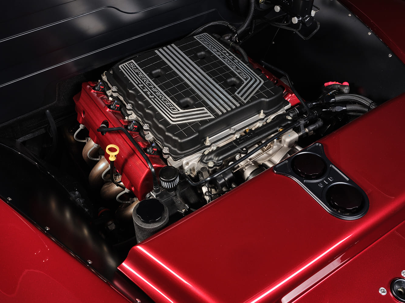 11 1953 chevy 3100 lt4 supercharged crate engine red valve covers stainless headers