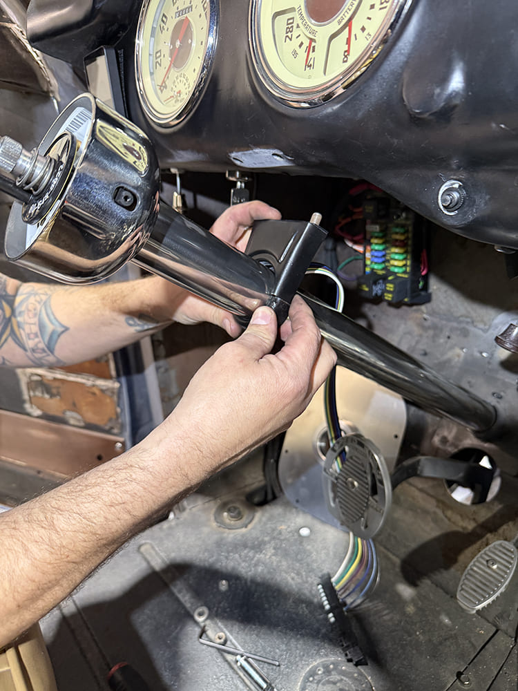 13 1948 Chevy truck column bracket install under dash black clamp secure fit