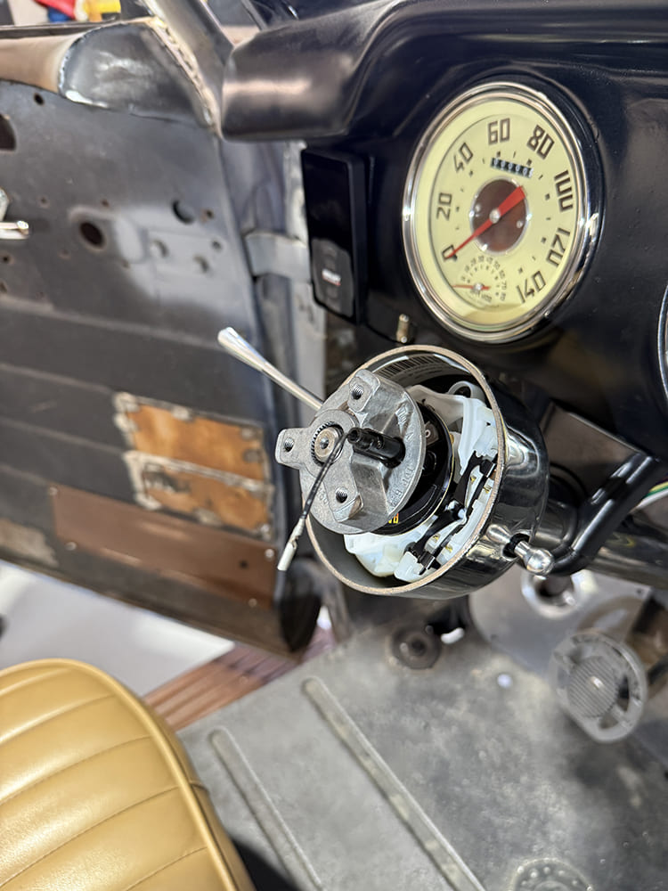 17 1948 Chevy truck column signal assembly wiring harness aligned ready for cap