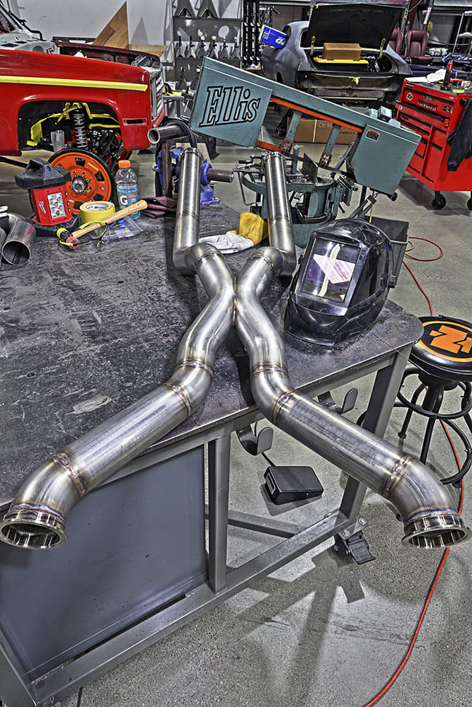 17 1985 chevy squarebody stainless x pipe exhaust assembly TIG welded with v band flanges