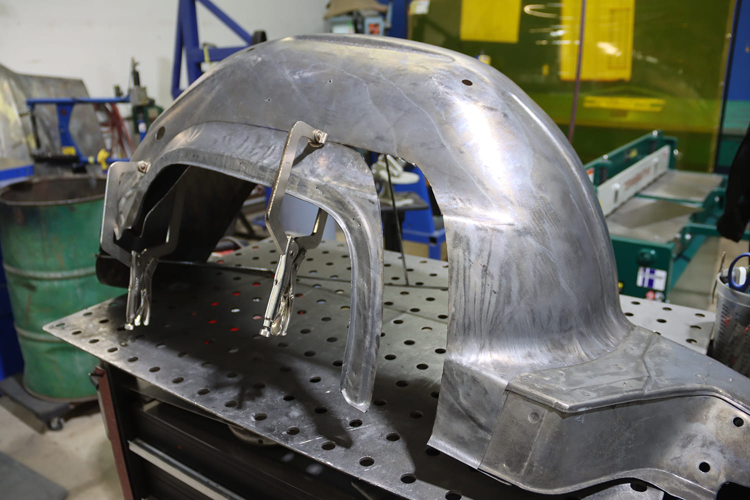 18 1967 Firebird mini tub clamped and mocked up showing new arch profile ready for welding