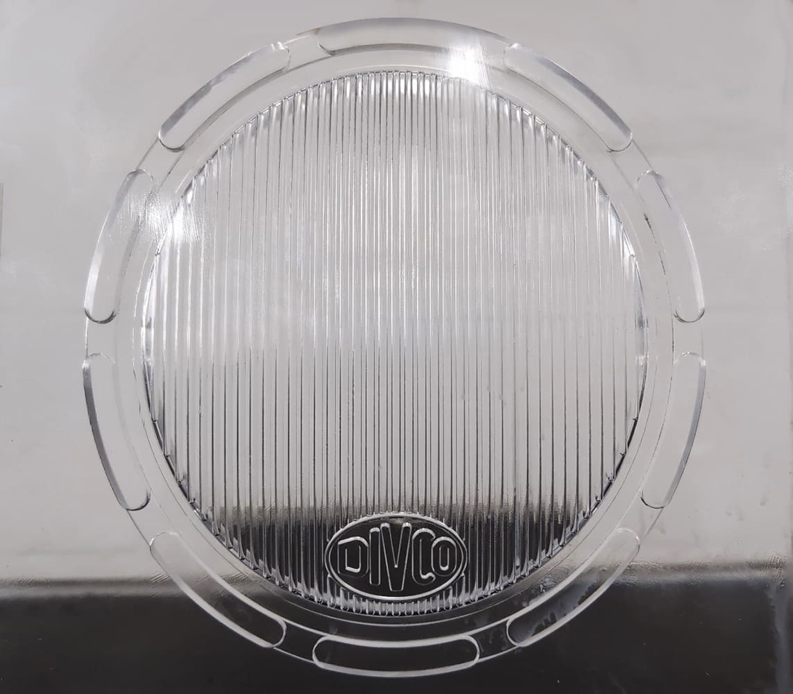 19 Custom Divco headlight lens with vertical fluting and embossed vintage style DIVCO logo