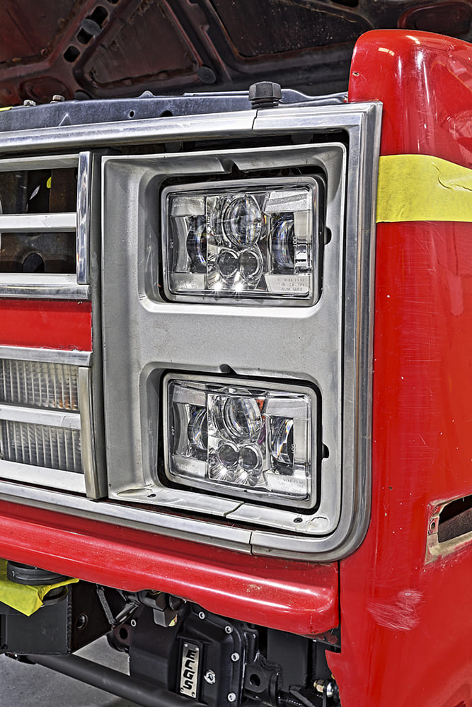 20 1985 chevy squarebody LED projector headlight upgrade in factory dual square housing with clean fit