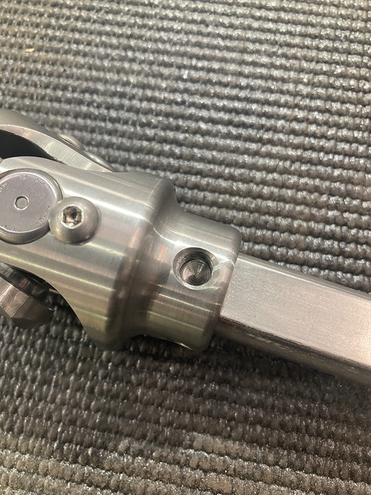 26 1964 Pontiac GTO U joint fully seated on shaft with set screw recess drilled and aligned