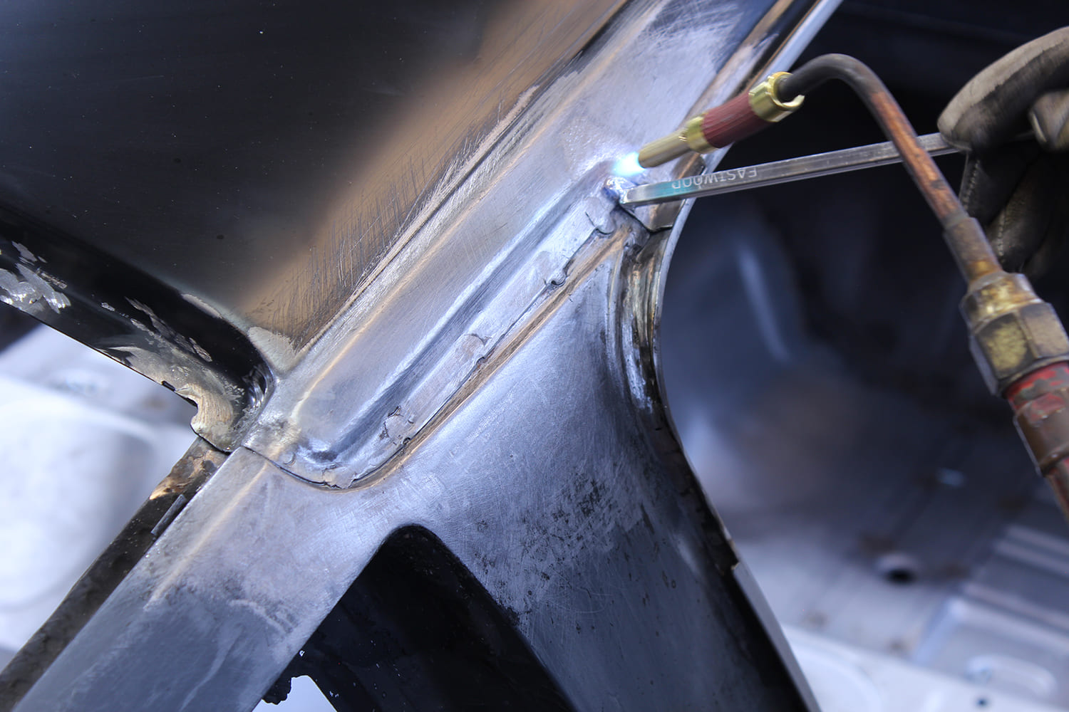 30 Wooden lead paddles used for shaping solder on 1965 Mustang Fastback roof seam