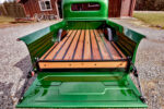 33 1947 Dodge bed overview wood floor custom wheel tubs and smooth green tailgate