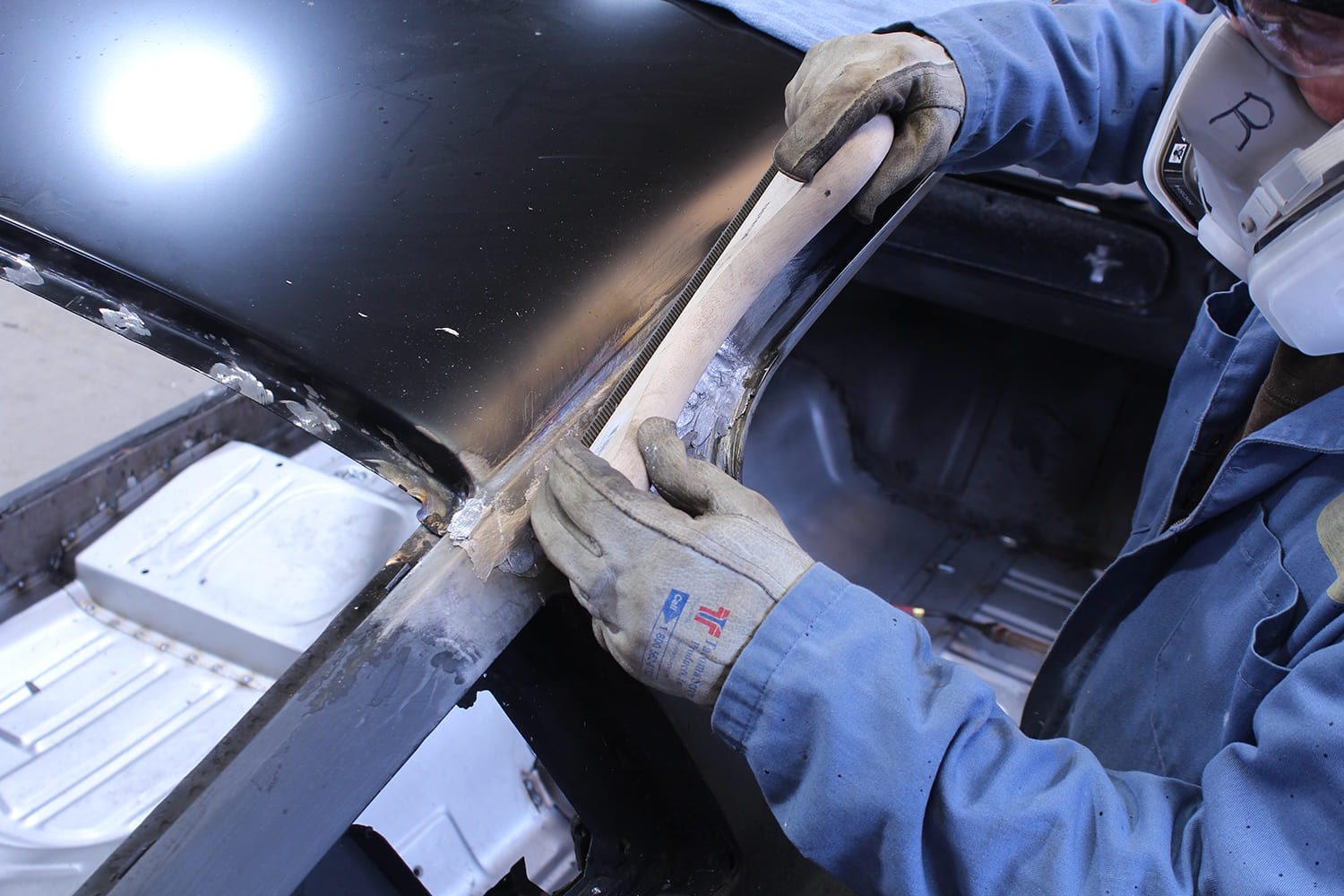 34 Finished leaded seam reveals clean transition between roof skin and pillar