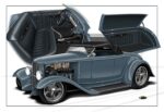 35 1932 Ford Roadster concept rendering blue body black top vintage Ford Y block