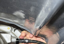 00 Pure Stealth transmission line install hand routing braided hose to trans fitting