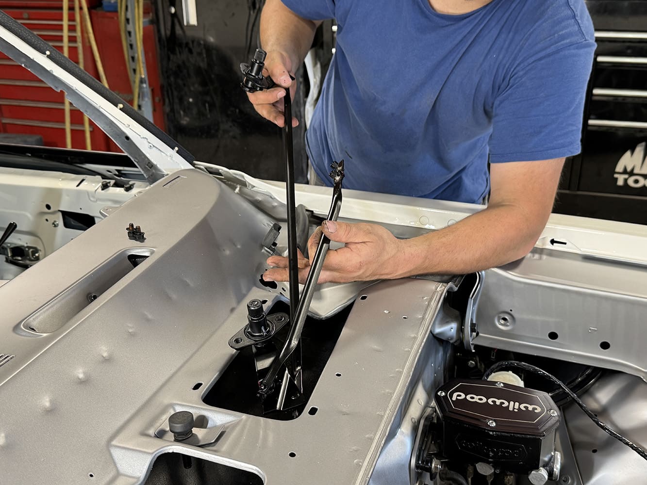 007 1971 Camaro wiper linkage install black hardware Wilwood master