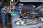 Installing Old Air Products’ Hurricane Heat & Cool System 01 1951 Chevy AC vacuum pump manifold gauges Freon charge LS swap garage install
