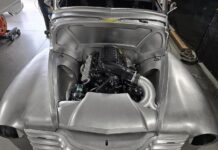 The Scott’s Hotrods 1951 Chevy, Part 10: The Engine Bay 01 1951 Chevy custom engine bay raw metal LS supercharged clean sheetmetal firewall