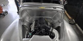 01 1951 Chevy custom engine bay raw metal LS supercharged clean sheetmetal firewall
