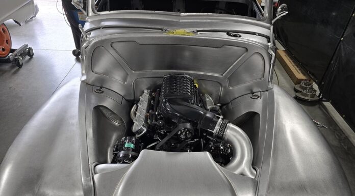 The Scott’s Hotrods 1951 Chevy, Part 10: The Engine Bay 01 1951 Chevy custom engine bay raw metal LS supercharged clean sheetmetal firewall