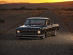 01 Black red 1972 Chevrolet C10 pickup truck gravel road sunset desert landscape mountains