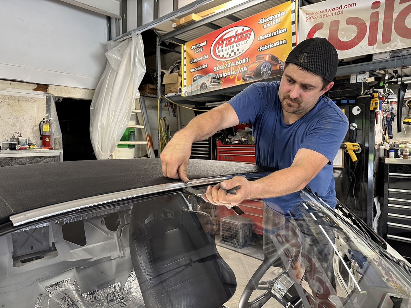 022 1971 Camaro upper windshield trim install vinyl top stainless molding
