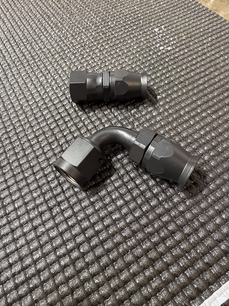 03 Pure Stealth black AN hose ends 90 degree and straight reusable fittings