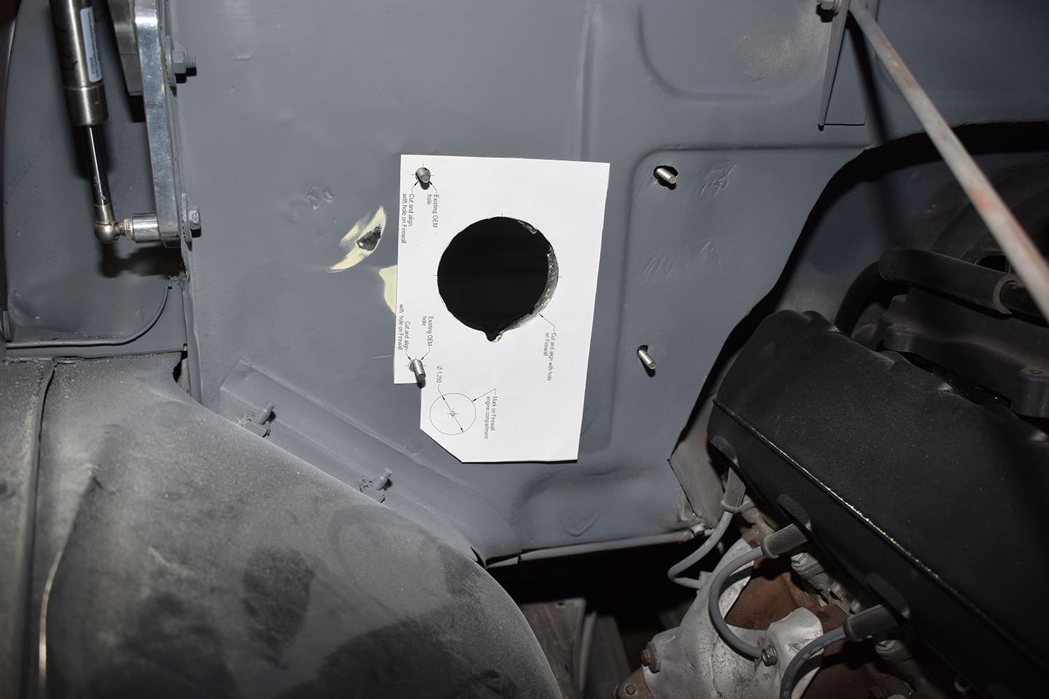 05 1951 Chevy AC firewall template cutout heater core access port custom install