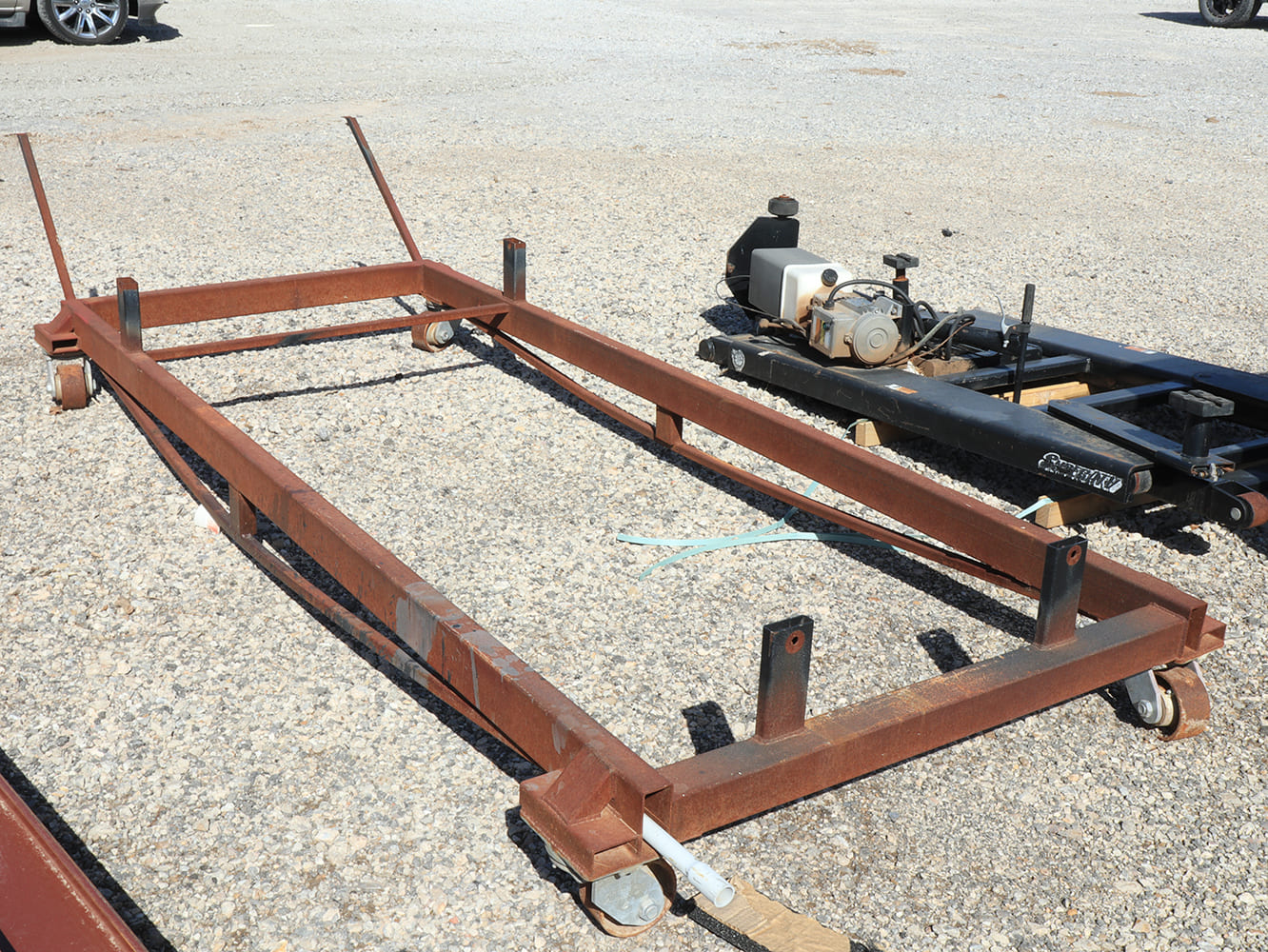 05 Bare steel rolling frame cart before sandblasting prep