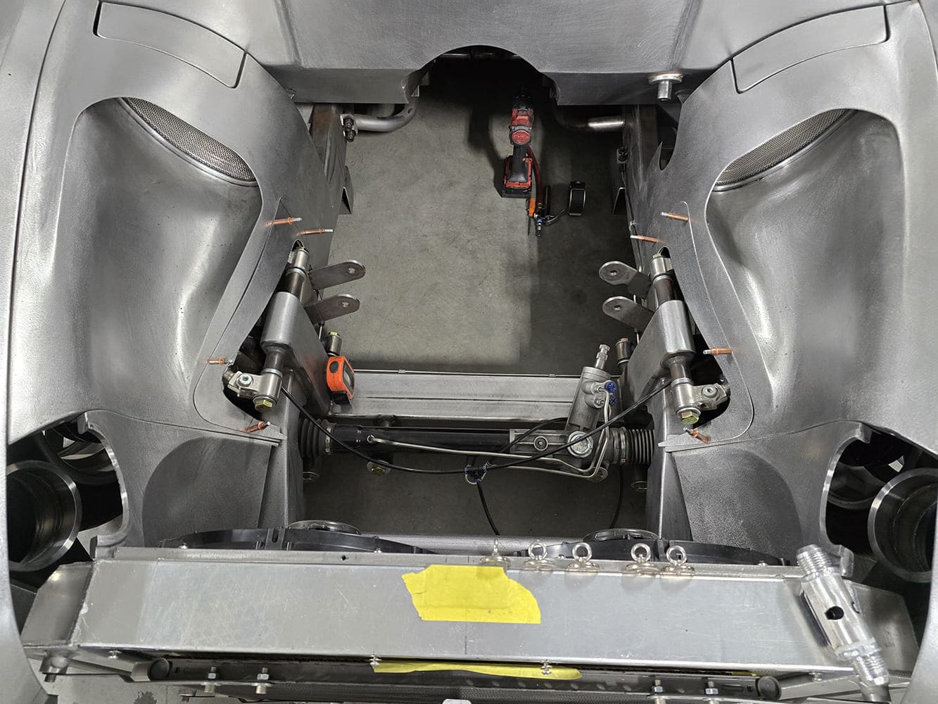 06 1951 Chevy inner fender sheetmetal mockup power rack fabrication progress