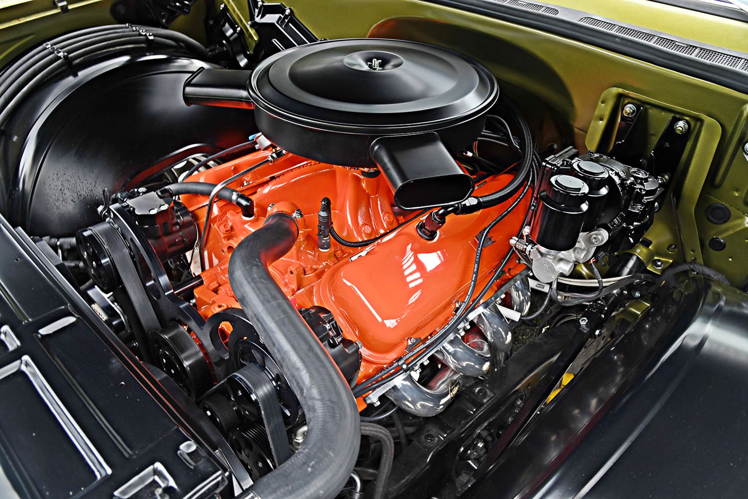 08 1976 Chevy C30 engine chrome headers brake booster dual reservoirs