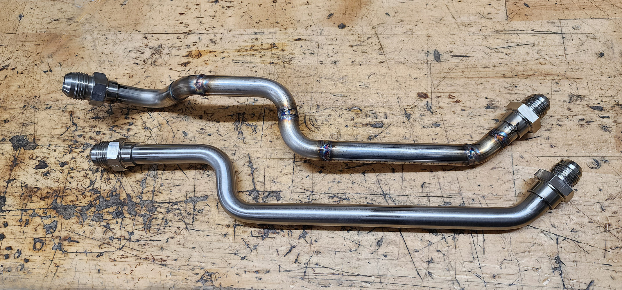 08 Completed hard lines AN fittings both ends compound bends hexagonal fittings