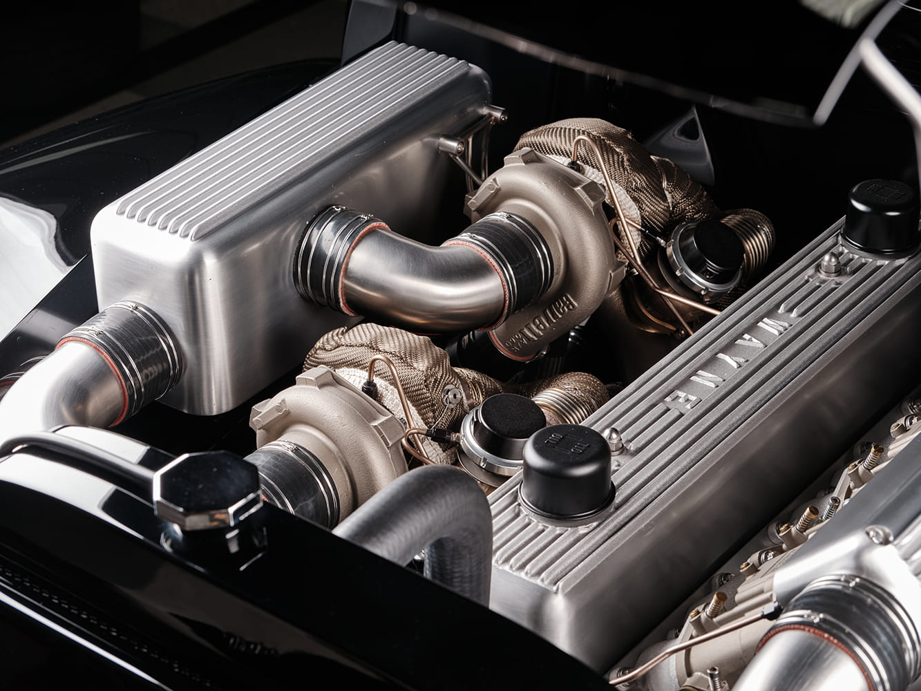 10 1952 Suburban engine wide view twin turbos finned intercooler WAYNE cover