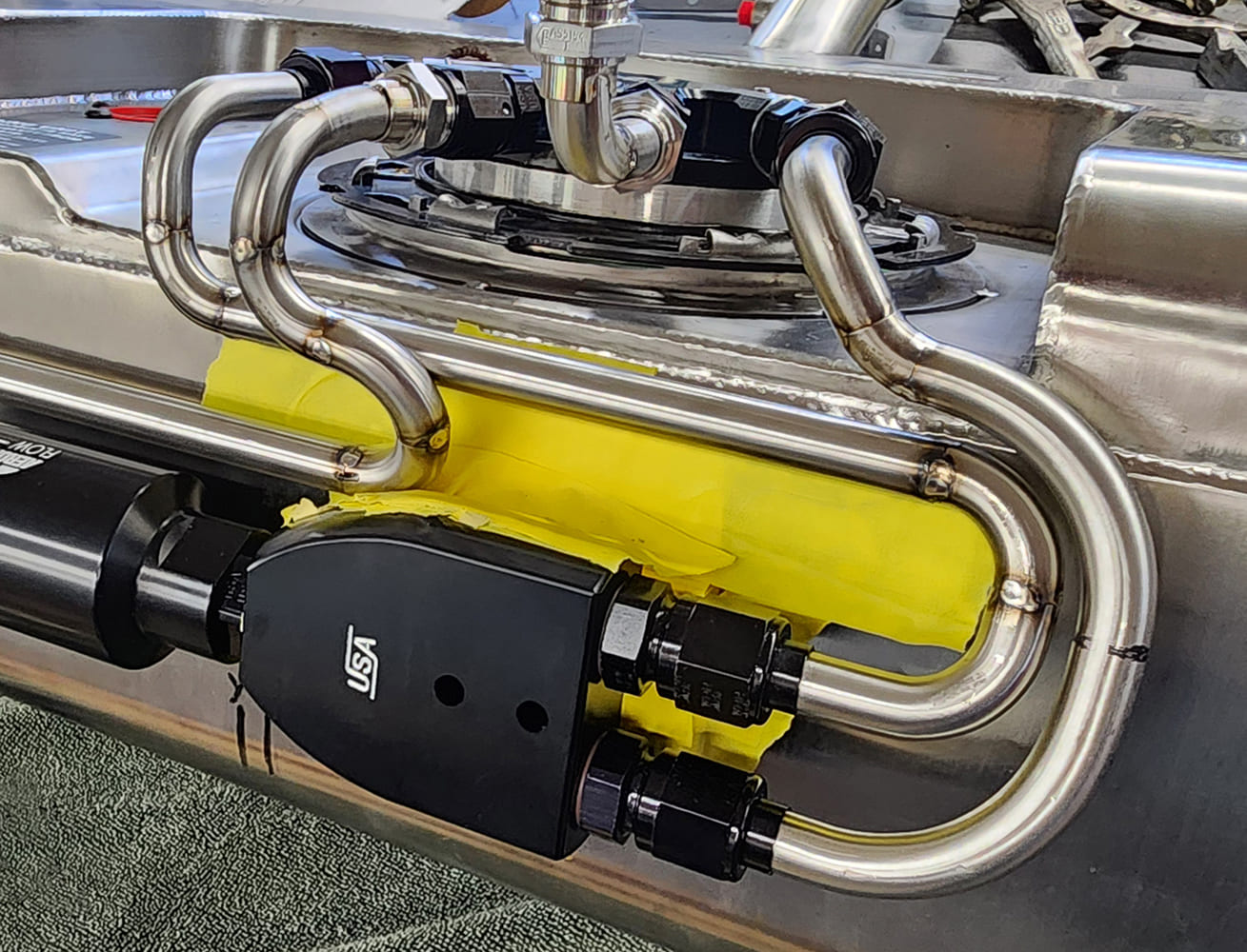 10 Fuel tank plumbing three stainless lines FLOW component professional welds