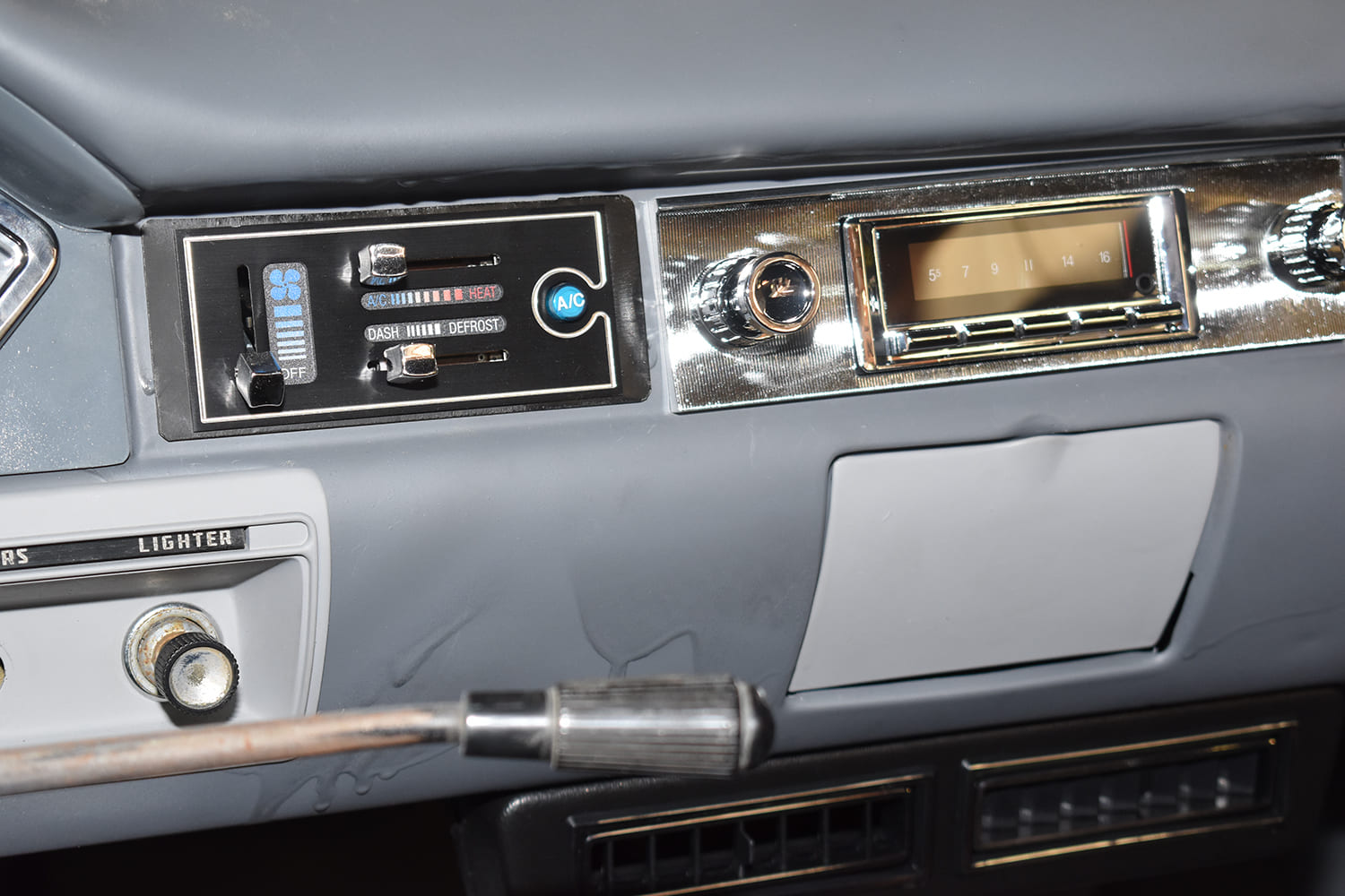 13 1951 Chevy AC control panel installed dash vintage air underdash system retrofit