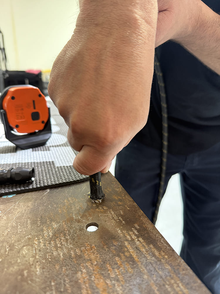 15 Vertical press in technique to seat hose on brass insert fully before fitting