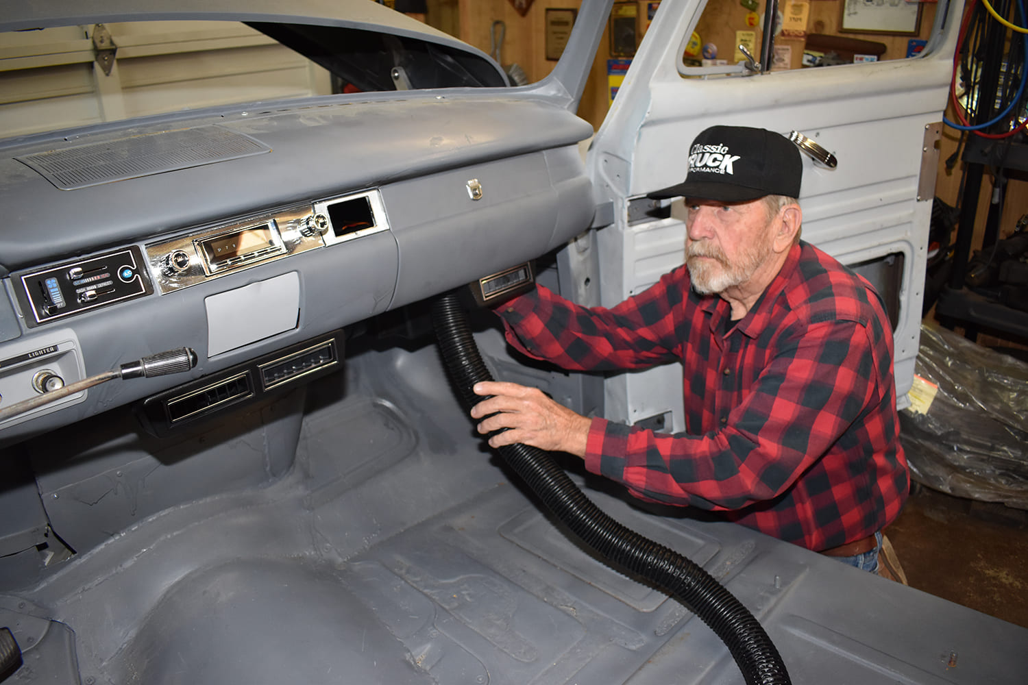 16 1951 Chevy AC vent install routing hose duct to passenger side underdash outlet